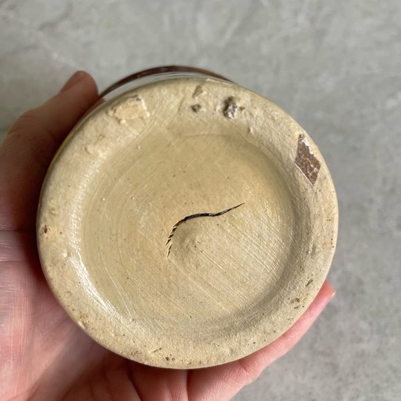 Vintage handmade 1970s tumbler small planter pot cup brown cermaic glazed 3” - Picture 5 of 6